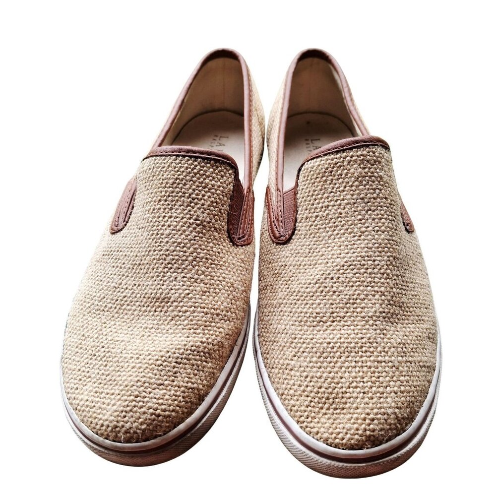 Lauren Ralph Lauren Womens Burlap Slip-On Sneakers Size 8.5B Brown